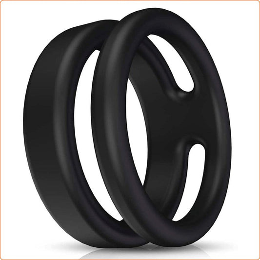 Silicone Dual Penis Ring - Ball and Cock Toys