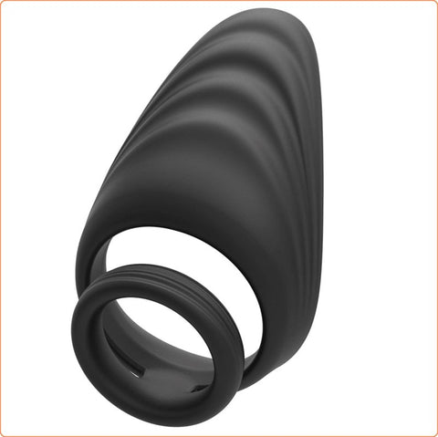 Silicone Dual Penis Ring with Taint Teaser - Ball and Cock Toys