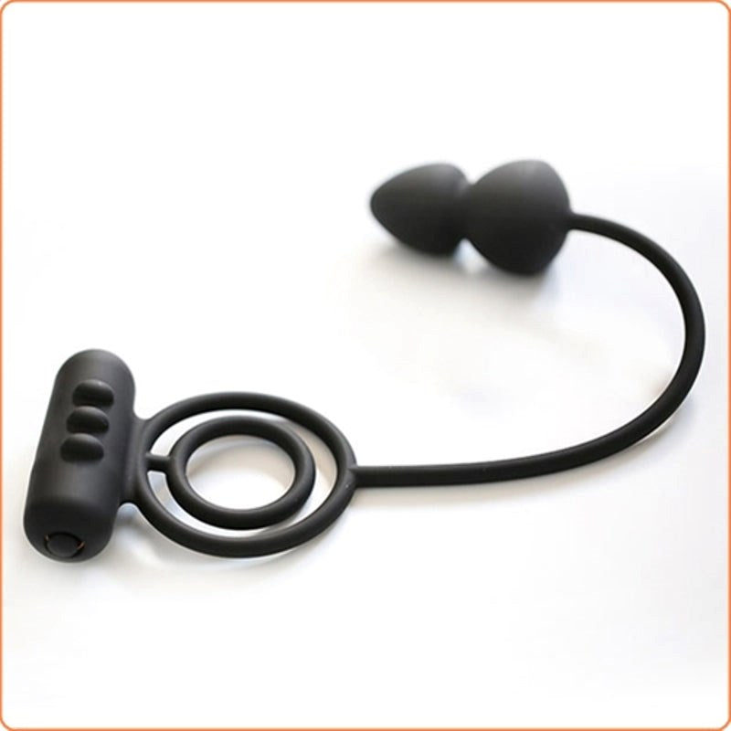 Silicone Vibrating Cock Rings with Anal Beads - - Anal Beads and Balls