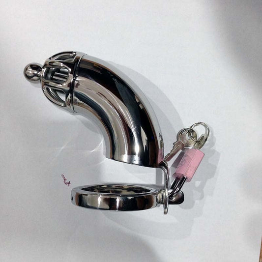Solid Cock Cage With Removable Urethral Plug - Male Chastity