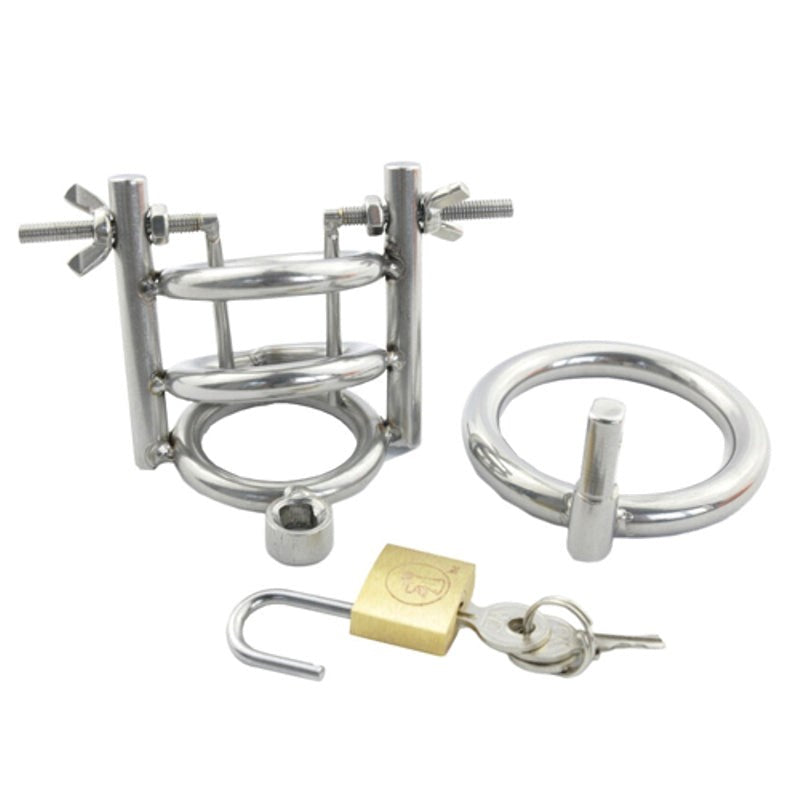 Stainless Steel Urethral Spreader CBT Chastity Cage - - Male Chastity