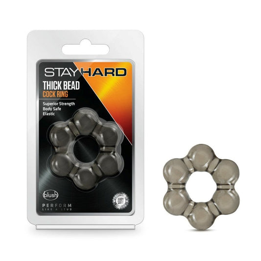Stay Hard Thick Bead Cock Ring Black - Cock Rings