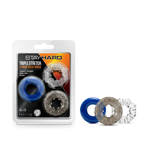 Stay Hard Triple Stretch 3 Pack Mens Cock Rings - Cock Ring Sets