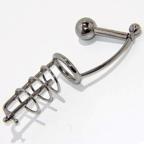 Steel Cock Cage With Penis & Anal Plug - Male Chastity