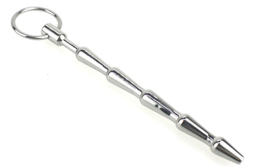 Tiered Metal Plug with Pull Ring - Penis Plugs