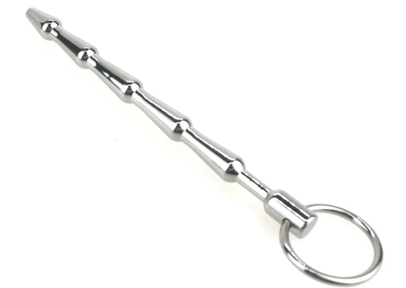 Tiered Metal Plug with Pull Ring - - Penis Plugs