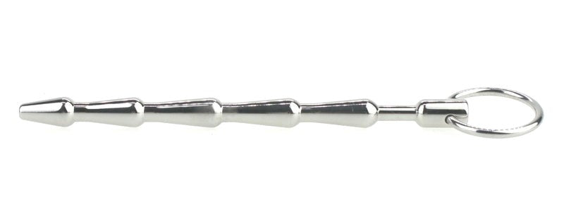 Tiered Metal Plug with Pull Ring - - Penis Plugs