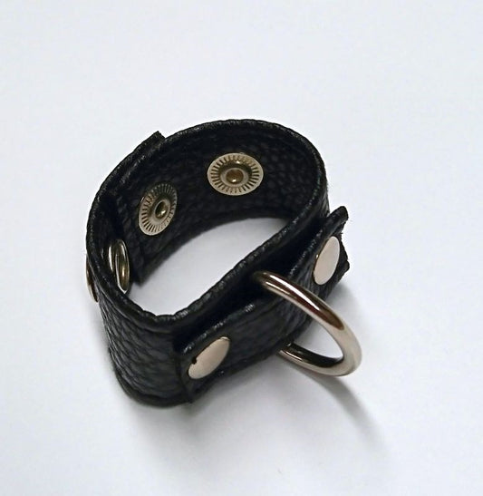 Tight Leather Cock Ring with D-Ring - Cock Rings