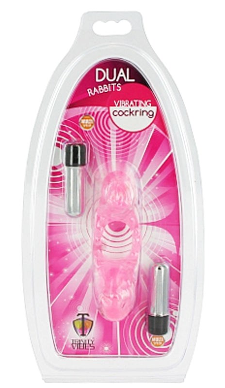 Trinity Vibes Dual Rabbits Vibrating Cockring - Cock Rings
