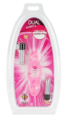 Trinity Vibes Dual Rabbits Vibrating Cockring - Cock Rings