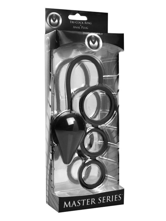 Triple Threat Silicone Tri Cock Ring and Anal Plug - Cock Rings