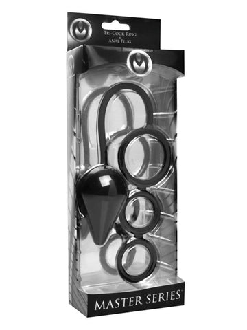 Triple Threat Silicone Tri Cock Ring and Anal Plug - Cock Rings