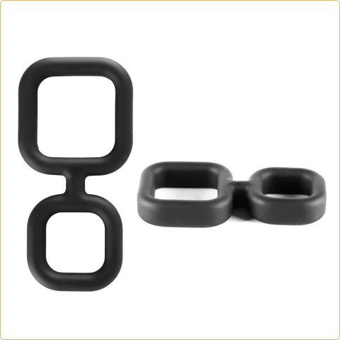 X-MEN Liquid Silicone Double Ring Cock Ring - Ball and Cock Toys