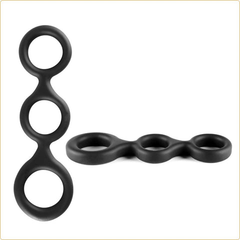 X-MEN Liquid Silicone Three Ring Cock Ring - Ball and Cock Toys