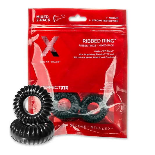 Xplay Ribbed Ring Combo - Explore Heightened Pleasure - Stretchy Cock Rings
