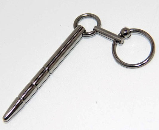 Xtube Steel Ribbed Penis Plug Wand with Glans Ring - Penis Plugs