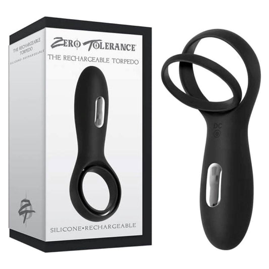 Zero Tolerance The Rechargeable Torpedo Cock Ring Black - Vibrating Cock Rings