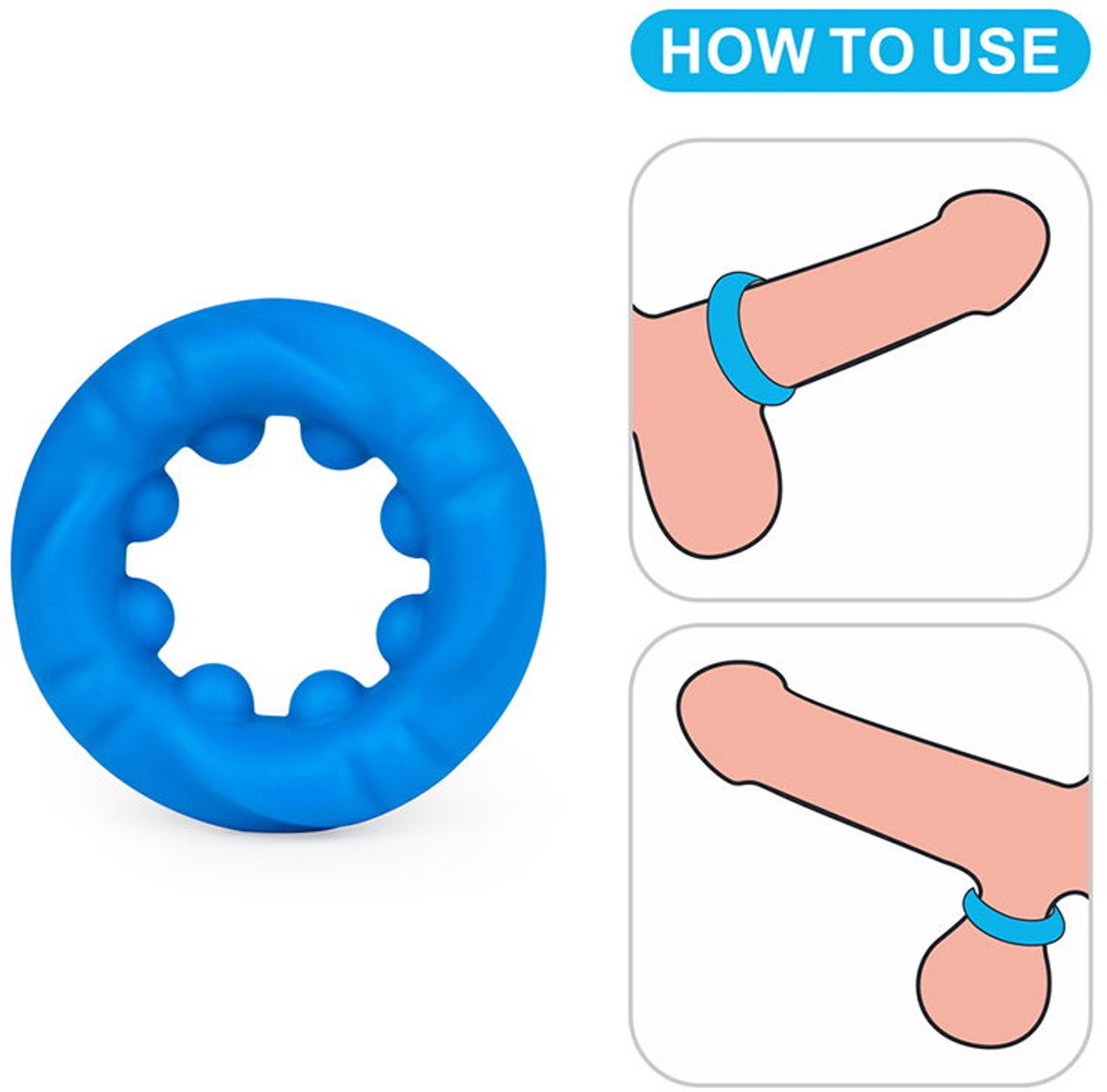 Lovetoy Pinnacle Pro Ridge Bump Stretcher Mens Cock Ring Blue - Stretchy Cock Rings