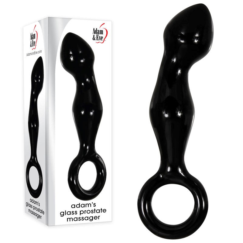 Adam & Eve Adams Glass Prostate Massager - Black - - Prostate Toys