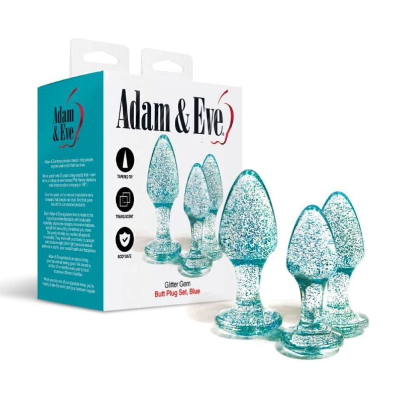 Adam & Eve GLITTER GEM BUTT PLUG SET - - Butt Plugs