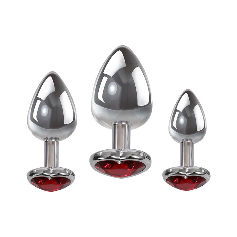 Adam & Eve Three Hearts Gem Anal Plug Set - - Butt Plugs