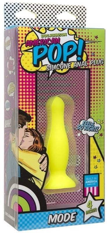 Doc Johnson American Pop Mode 4 inch Anal Plug Yellow - Butt Plugs