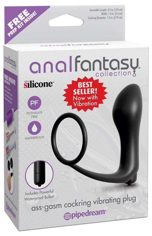 Anal Fantasy Collection Ass-Gasm Cockring Vibrating Plug - - Prostate Toys