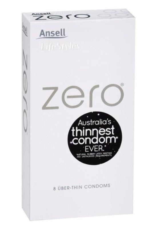 Ansell Zero Uber Thin Condoms 8 Pack - With Hang Tab - Condoms