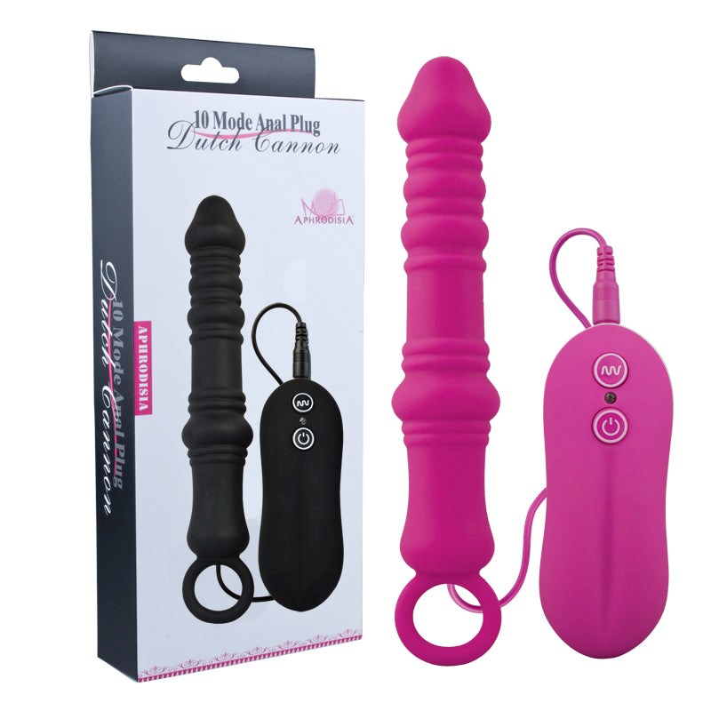 Aphrodisia Dutch Cannon Vibrating Anal Plug Black - - Butt Plugs