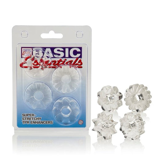 Basic Essentials Set of 4 Super Stretchy Cock Rings - Stretchy Cock Rings