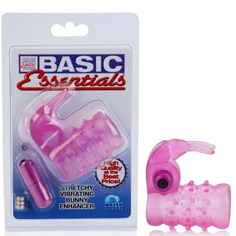 Basic Essentials Stretchy Vibrating Bunny Enhancer - Cock Rings