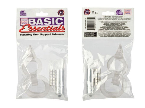 Basic Essentials Vibrating Dual Support Enhancer Cock Ring - Cock Rings