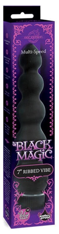 Doc Johnson Black Magic 7 inch Ribbed Anal Vibrator - Anal Vibrators