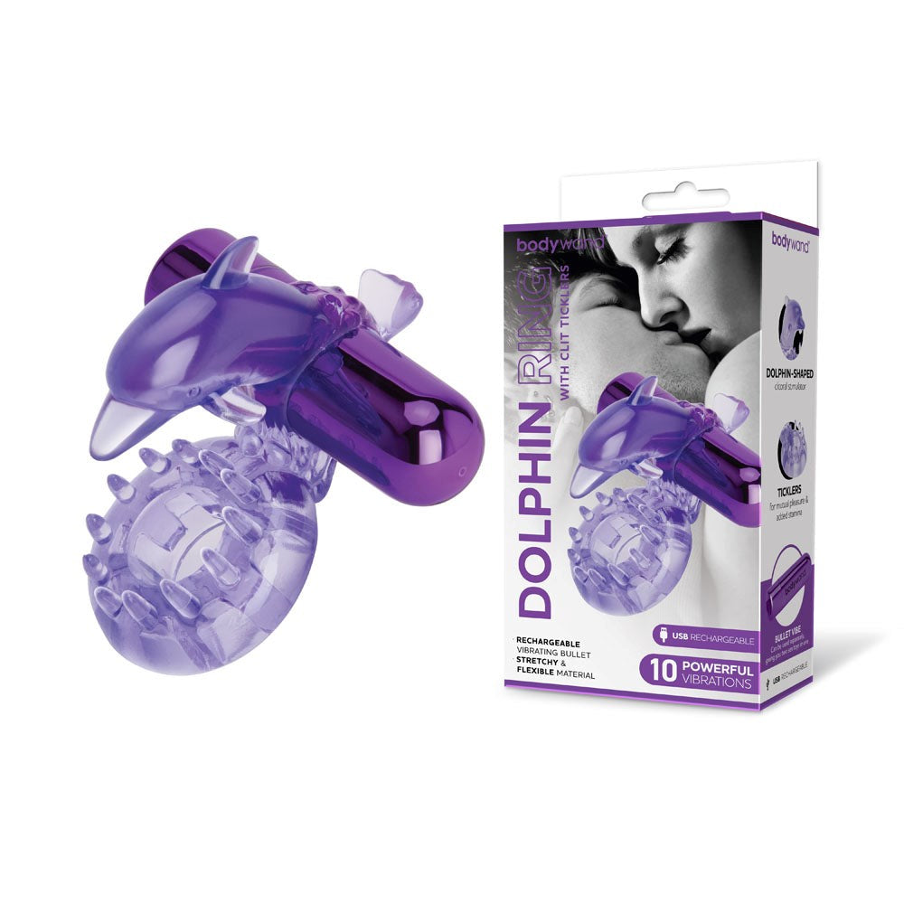 Bodywand Rechargeable Dolphin Ring with Ticklers - - Vibrating Cock Rings