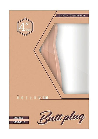 Bottom Line Rubber Butt Plug Flesh Model 3 4 inch - Butt Plugs