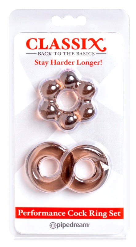 Classix Performance Stretchy Cock Ring Set Smoke - Stretchy Cock Rings