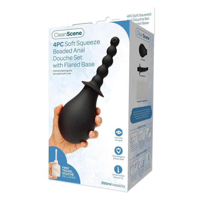 CleanScene 4 Piece Soft Squeeze Beaded Anal Douche - - Enemas and Douches