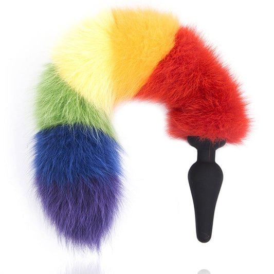 Colorful Fox Tail Silica gel Anal Plug - Butt Plugs