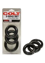 Colt 3 Piece Stretchy Mens Cock Ring Set - Cock Rings