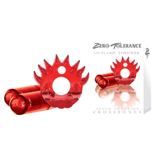 Zero Tolerance Crossbones Flame Thrower Double Bullet Red - Cock Rings