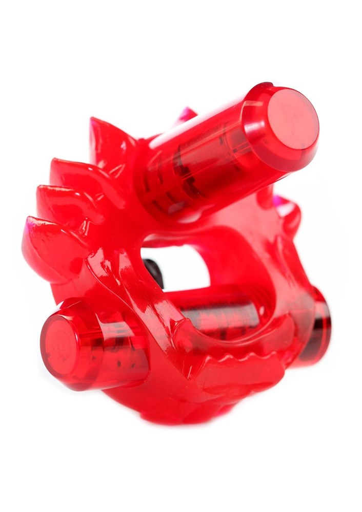 Crossbones Flame Thrower Double Bullet in Red - - Cock Rings