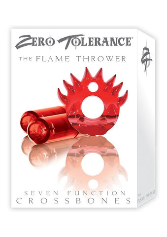Zero Tolerance Crossbones Flame Thrower Double Bullet Red - Cock Rings