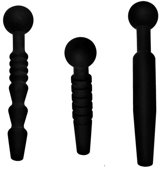 Master Series' Flexible Silicone Penis Plug Trio - Customizable Textures and Sizes - Penis Plugs