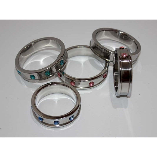 Deep Shallow Aqua Gemmed Cock Ring 40mm - Cock Rings