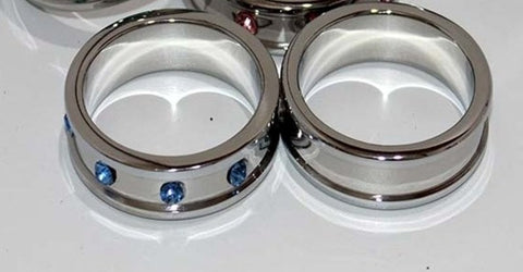 Deep Shallow Gemmed 50mm Pleasure Ring - Steel Cock Rings