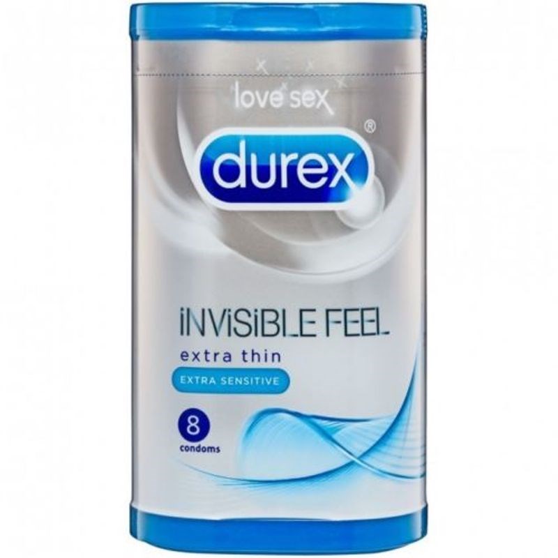 Durex Invisible Feel Condoms Extra Thin Extra Sensitive 8 Pack - - Condoms