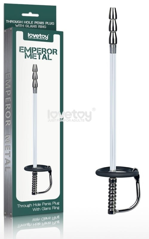 Emperor Metal Through Hole Penis Plug with Glans Ring - Penis Plugs