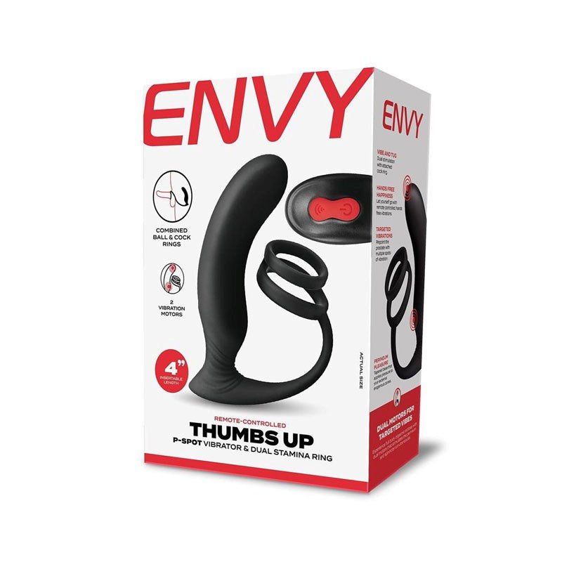 ENVY Thumbs Up P-Spot Vibrator & Dual Stamina Ring - - Prostate Toys