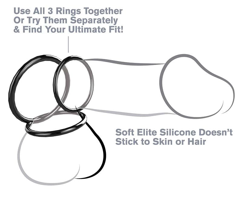 Fantasy C-Ringz Silicone 3-Ring Stamina Set - - Cock Rings