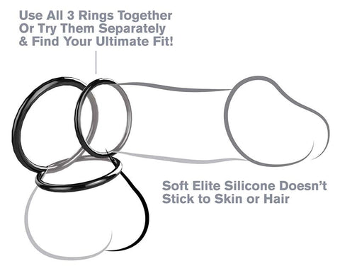 Fantasy C-Ringz Silicone 3-Ring Stamina Set - Cock Rings